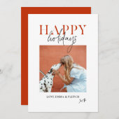 Moderne Retro Fel Kleurrijke Rode Oranje Hond Moed Feestdagenkaart (Voorkant / Achterkant)