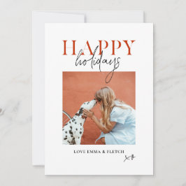 Moderne Retro Fel Kleurrijke Rode Oranje Hond Moed Feestdagenkaart