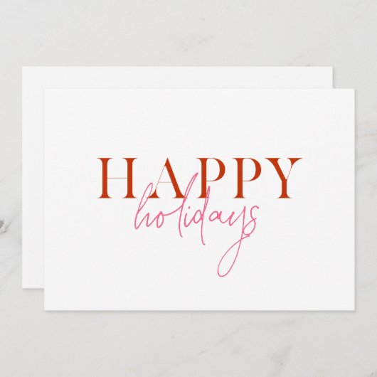 Moderne Retro Fel Kleurrijke Rode Roze Schrift Hon Feestdagenkaart (Voorkant / Achterkant)