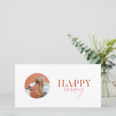 Moderne Retro Fel Oranje Script Hond Feestdagenkaart (Staand voorkant)