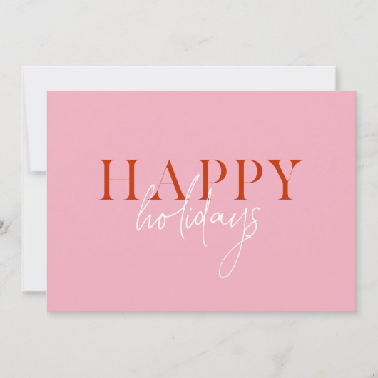 Moderne Retro Fel Roze Script Foto Feestdagenkaart (Voorkant)