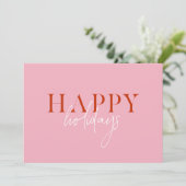 Moderne Retro Felicitatie Roze Kleurrijke Script F Feestdagenkaart (Staand voorkant)