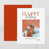 Moderne Retro Felle Kleuren Rood Oranje Hond Moede Feestdagenkaart (Voorkant / Achterkant)