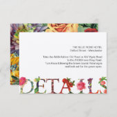 Moderne Retro Floral Wedding Directions Invoegen Informatiekaartje (Voorkant / Achterkant)