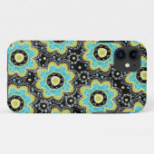 Moderne Retro Flower Blauwgroen & Limoen Case-Mate iPhone Case (Achterkant (horizontaal))