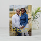 Moderne Retro FOIL Trouwkaart 'Save The Date' Folie Uitnodiging (Staand Voorkant)