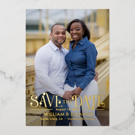 Moderne Retro FOLIE Wedding sparen de Kaart van de (Voorkant)