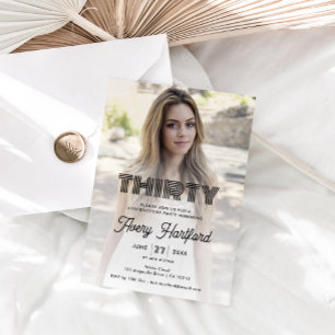 Moderne retro foto 30e verjaardagsfeest kaart
