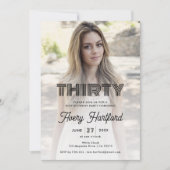 Moderne retro foto 30e verjaardagsfeest kaart (Voorkant)