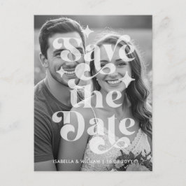 Moderne Retro Foto Huwelijk Save The Date Aankondigingskaart