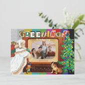 Moderne retro foto kerstvakantie bedrijf feestdagenkaart (Staand voorkant)