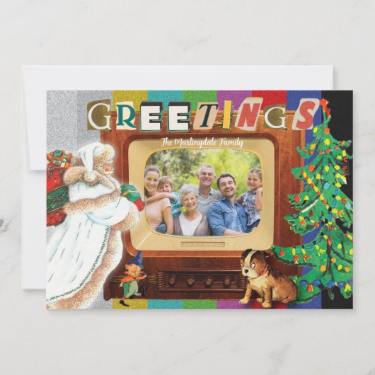 Moderne Retro foto Kerstvakantie Feestdagenkaart (Voorkant)