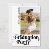 Moderne Retro Foto Moderne Groovy Graduation Party Kaart (Voorkant)