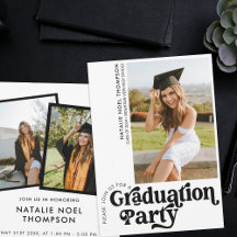 Moderne Retro Foto Moderne Groovy Graduation Party
