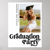Moderne Retro Foto Moderne Groovy Graduation Party Poster (Voorkant)