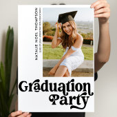 Moderne Retro Foto Moderne Groovy Graduation Party Poster