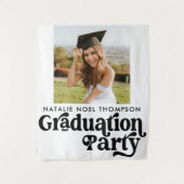 Moderne Retro Foto Moderne Groovy Graduation Party Wandkleed (Voorkant)