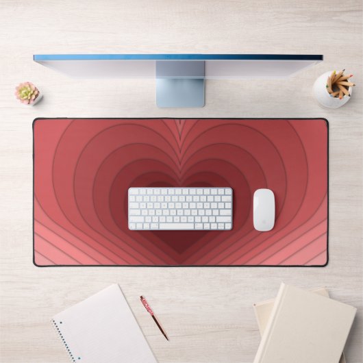 Moderne Retro Funky Red Pink Heart Desk Mat (Kantoor 1)