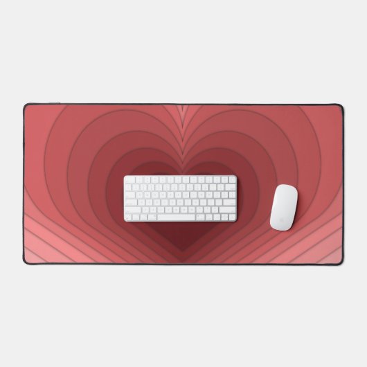 Moderne Retro Funky Red Pink Heart Desk Mat (Keyboard & Muis)