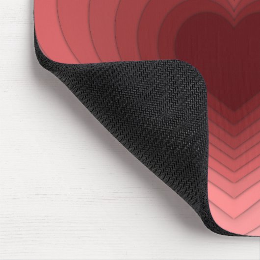 Moderne Retro Funky Red Pink Heart Mousepad Muismat (Hoek)