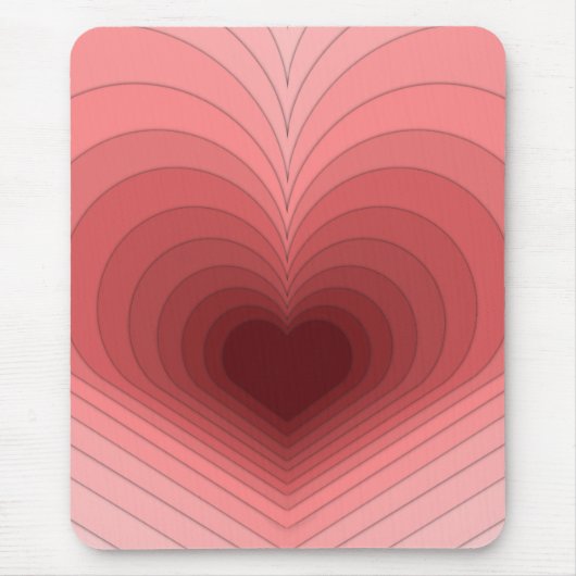 Moderne Retro Funky Red Pink Heart Mousepad Muismat (Voorkant)