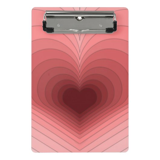 Moderne Retro Funky Rood Roze Hart Mini Klembord (Voorkant)