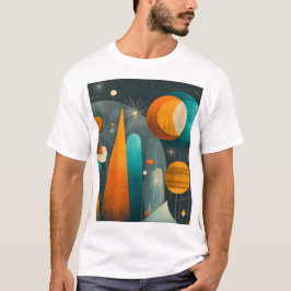 ✨Moderne Retro Futuristische Ruimte Abstracte Kuns T-shirt