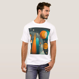 ✨Moderne Retro Futuristische Ruimte Abstracte Kuns T-shirt