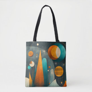 ✨Moderne Retro Futuristische Ruimte Abstracte Kuns Tote Bag