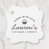 Moderne Retro Gebakken met Liefde Cupcakes Bedankjes Labels (Voorkant)