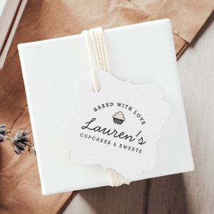 Moderne Retro Gebakken met Liefde Cupcakes Bedankjes Labels