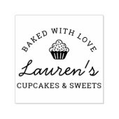 Moderne Retro Gebakken met Love Cupcakes Zelfinktende Stempel (Design)