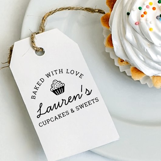 Moderne Retro Gebakken met Love Cupcakes Zelfinktende Stempel
