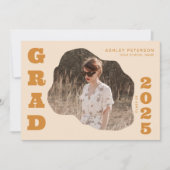 Moderne Retro Gele Typografie 2 Foto Afstuderen Kaart (Voorkant)