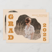 Moderne Retro Gele Typografie 2 Foto Afstuderen Kaart (Voorkant / Achterkant)