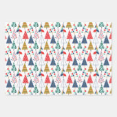 Moderne Retro Geometric Kerstpatroon Set van 3 Inpakpapier Vel (Voorkant 3)