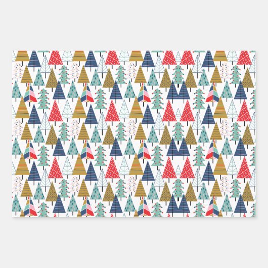 Moderne Retro Geometric Kerstpatroon Set van 3 Inpakpapier Vel (Voorkant 2)