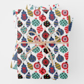 Moderne Retro Geometric Kerstpatroon Set van 3 Inpakpapier Vel (In situ)