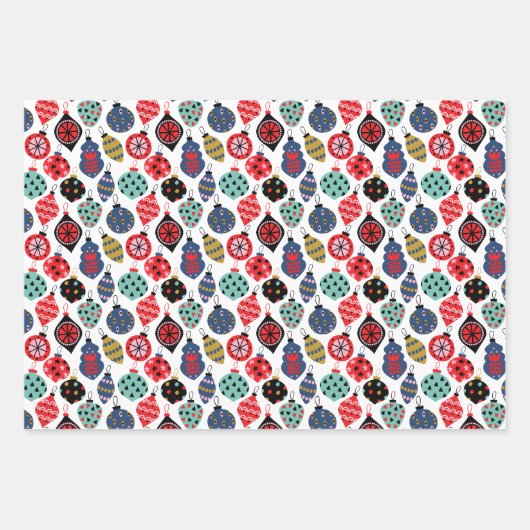 Moderne Retro Geometric Kerstpatroon Set van 3 Inpakpapier Vel (Voorkant)