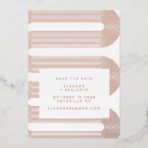 Moderne Retro Geometrische Luxe Roze Gouden Bewaar Folie Uitnodiging
