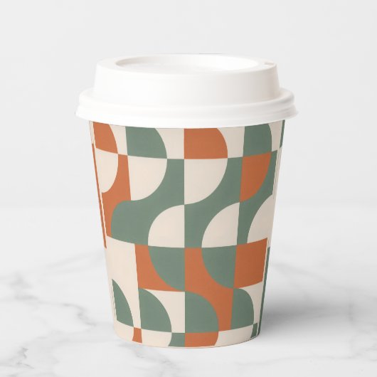 Moderne Retro Geometrische Papieren Beker (Voorkant)