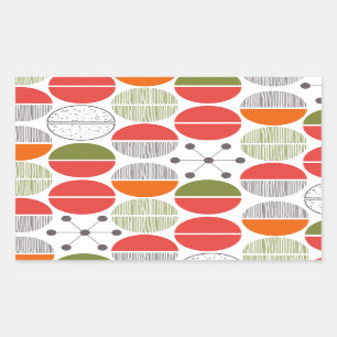 Moderne Retro Geometrische Polka stippen Rechthoekige Sticker