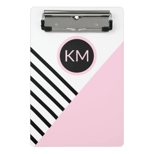 Moderne Retro Geometrische Pop Kunst met Monogram Mini Klembord (Voorkant)