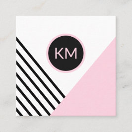 Moderne Retro Geometrische Pop Kunst met Monogram  Vierkante Visitekaartje