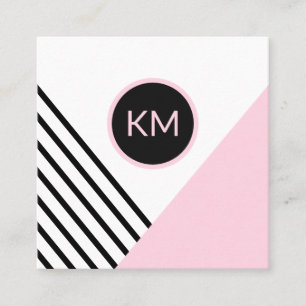 Moderne Retro Geometrische Pop Kunst met Monogram Vierkante Visitekaartje