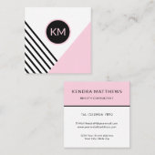 Moderne Retro Geometrische Pop Kunst met Monogram  Vierkante Visitekaartje (Voorkant / Achterkant)