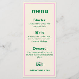 Moderne Retro Gestreepte Huwelijksinformatie Menu