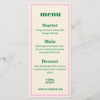 Moderne Retro Gestreepte Huwelijksinformatie Menu