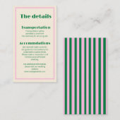Moderne Retro Gestreepte  Trouwinformatie Visitekaartje (Voorkant / Achterkant)