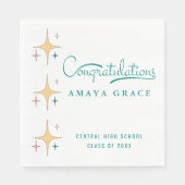 Moderne Retro Girly Gefeliciteerd Afstuderen Servet (Voorkant)